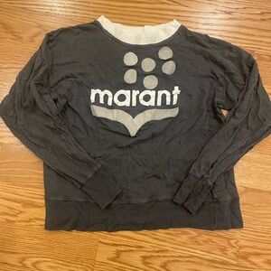 Isabel Étoile Marant Black Long Sleeve Logo Shirt, Small